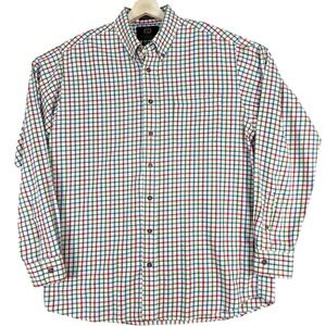 Viyella Shirt Mens Large White Multicolor Wool Cotton Tartan Plaid Button Down